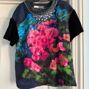Tracy Reese Blouse with Pink Floral Design